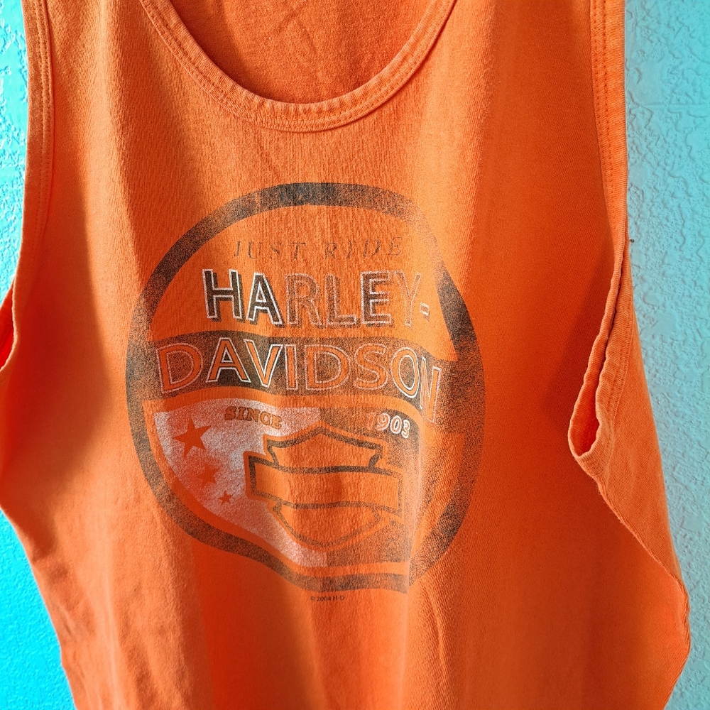 Harley-Davidson Bold Orange Sleeveless Top - Picture 2 of 4